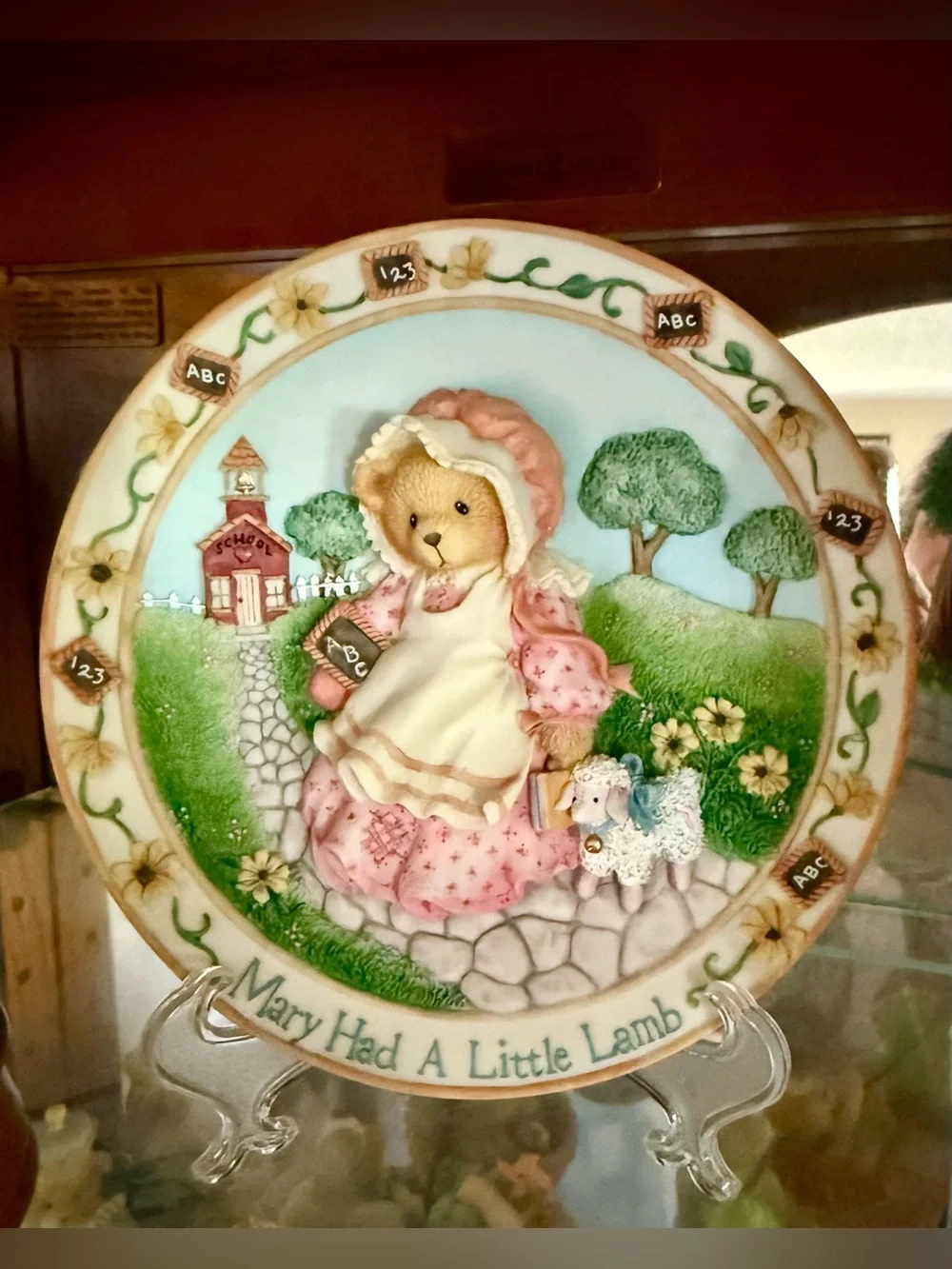 Mary Had a Little Lamb Decorative Wall Plate - Pink Accent